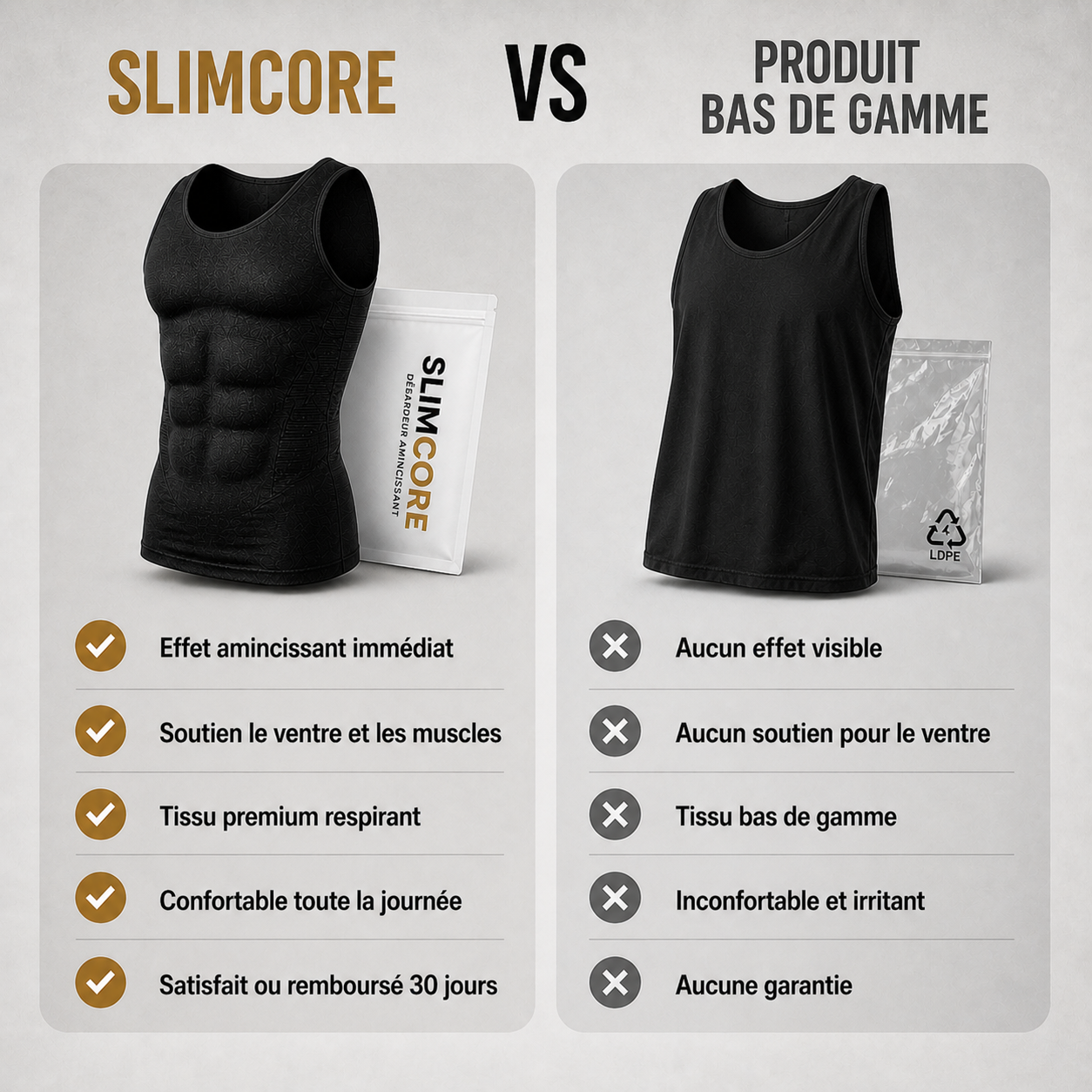 SLIMCORE - Débardeur gainant homme  – Effet ventre plat